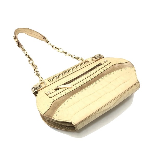 Versace Cream and Gold Textured Shoulder Bag - Picture 4 of 13